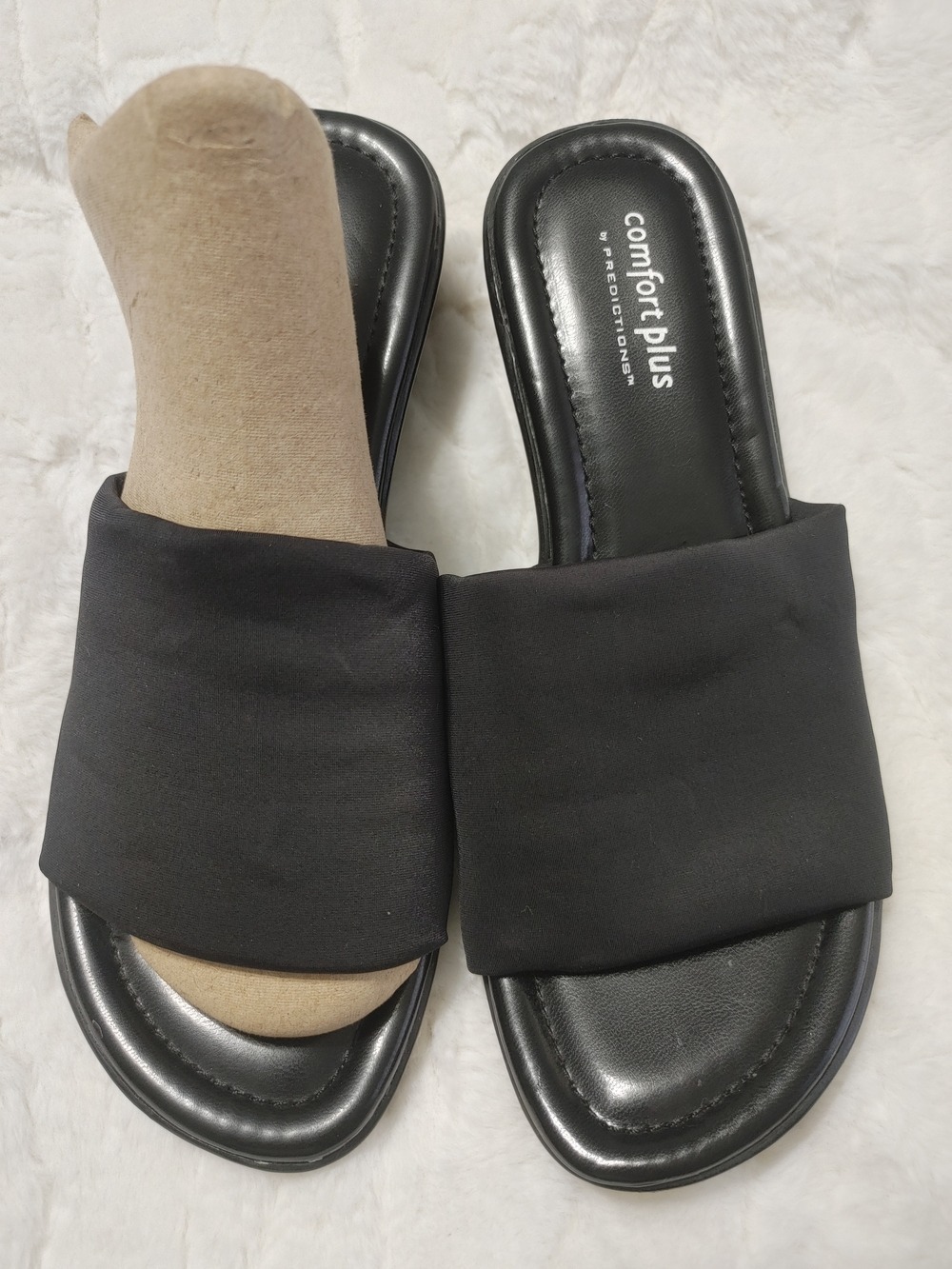 comfort plus by Predictions Black Padded Slide Sandals